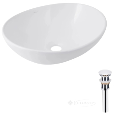 умывальник Qtap Dove 41,5x34x14 с донным клапаном PU02 white (QT06113078WN47308)