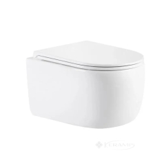 унитаз Qtap Taurus Ultra Quiet подвесной, без ободка, с сиденьем дюропласт soft-close белый (QTTAU26W49116)