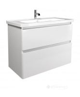 тумбочка с умывальником Мойдодыр Палермо 90х70х45 Creavit Ideal 90 подвесная, белый глянец (00-00004170)
