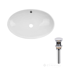 умывальник Qtap Dove 63,5x42x15 с донным клапаном PU02O white (QT06113077WN47309)