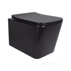 унитаз Qtap Tern New Ultra Quiet подвесной, без ободка, с сиденьем soft-close черный матовый (QT17332303ASMB)