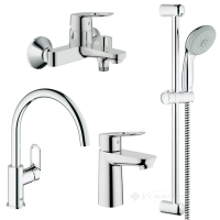 набор смесителей для ванны + кухонный смеситель Grohe Bauloop (123225K)