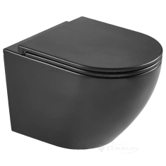 унитаз Devit Flow подвесной безободковый унитаз с крышкой soft-close, Vortex Flush, черный матовый (DFL0460111MB)