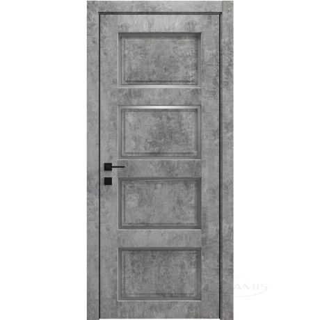 Дверное полотно Rodos Style 4 700 мм, полустекло, мрамор серый