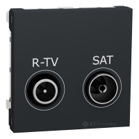 розетка Schneider Electric Unica New R-TV/SAT 1 пост., 16 А, 250 В, без рамки, антрацит (NU345554)