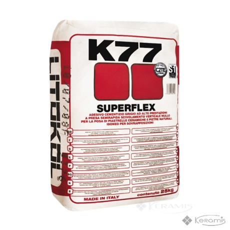 Клей для плитки Litokol Superflex К77 цементная основа, белый 25 кг (K77B0025)