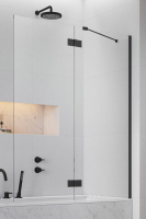 штора для ванны Radaway Essenza New Black PND II 100x150 левая, безопасное стекло, прозрачное, чёрная (110002100-54-01L)