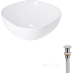 умывальник Qtap Kolibri 40x40x14 с донным клапаном Pop-up PU02 white (QT10116303W48466)