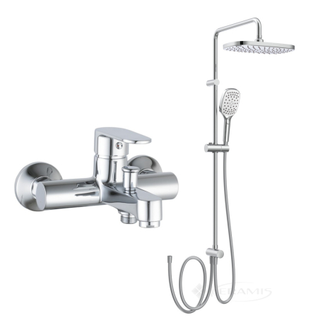 Душовий набір Imprese змішувач для ванни Lesna + душова система Bila Desne (10070+T-00300SQ), хром (SET20230604)