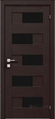 дверное полотно Rodos Modern Verona 600 мм, с черным полустеклом, венге шоколадный
