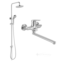 душовий набір Imprese змішувач для ванни Praha New + душова система (35030 new+T-15084), хром (SET20220124)