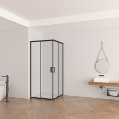 душевая кабина Domospa by Ravak Slide SLRV2-90 black matt + glass Transparent (RKUC500029)