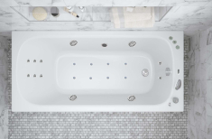 гідромасажна ванна WGT Rialto Orta 170x70 HYDRO UNO MENO & AERO LINE + корпус + рама + злив /перелив (RLTORT170HUMARLPBW)