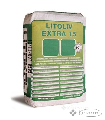 Суміш самовыравнив. Litokol Litoliv EXTRA15 цементна основа, сірий 25 кг (XTR150025)