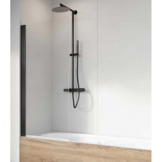 штора для ванны Radaway NES PNJ I 60 левая, безопасное стекло, прозрачное, чёрная (10011060-54-01L)