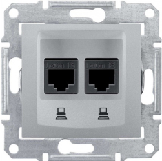 розетка Schneider Electric Sedna комп'ютерна 2 пост., без рамки, алюміній (SDN4400160)