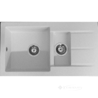 кухонная мойка Fancy Marble Alabama 43,5x78x17 с крылом, 1,5 чаши, белый (107080001)