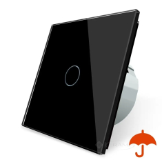 выключатель сенсорный Livolo влагозащищенный 1 сенсор, черный стекло (VL-C701IP-12)