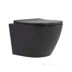 унітаз Qtap Robin Ultra Quiet підвісний, без обідка, з сидінням дюропласт Soft-close антрацит (QT13332381АSAN)