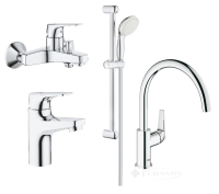 набір змішувачів для ванни і кухні Grohe Bauflow 4 в 1, хром (121640k)