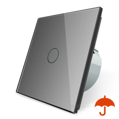 выключатель сенсорный Livolo влагозащищенный 1 сенсор, серый стекло (VL-C701IP-15)