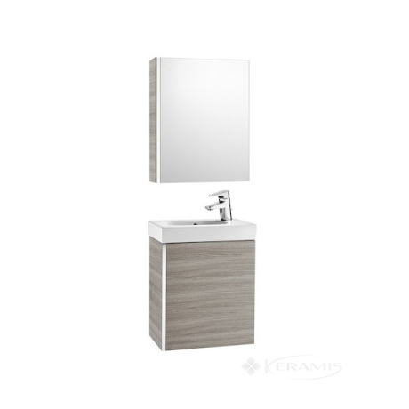 Тумбочка с умывальником Roca Mini 45x25x57,5 текстурированый серый + зеркальный шкафчик(A855866156)