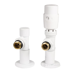 краны радиаторные дизайн Ideale с термоголовкой 1/2"x1/2" ВЗ белые угловые