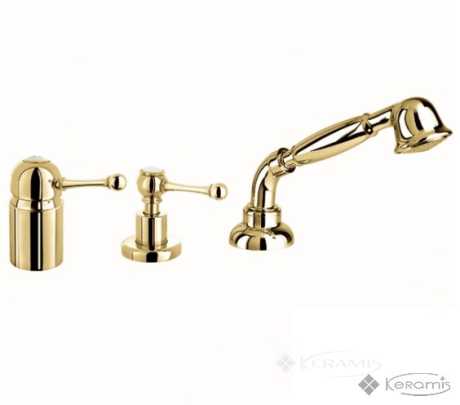 Смеситель для ванны Fir Melrose 70 антикварное золото & коричневый керамик (70476521409)