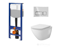 инсталляция Cersanit System 5 мех.+ унитаз Moduo Plus дюропласт soft close, клавиша Block хром глянец (S4003-001) C500