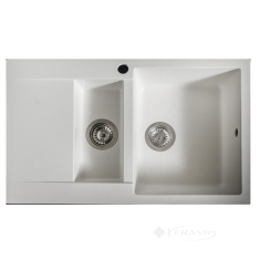 кухонна мийка Fancy Marble LaPas 49,5x80x19 з крилом, 1,5 чаші, білий (110080001)