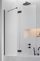 штора для ванны Radaway Essenza New Black PND II 110x150 правая, стекло прозрачное, чёрная (110002110-54-01R)