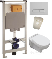 унитаз Volle Maro подвесной, сиденье Soft-Close + инсталляция Volle Master 4 в 1 клавиша хром (13-52-222+141515)