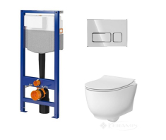 інсталяція Cersanit System 50 мех.+ унітаз Luna Clean On дюропласт soft close, клавіша Block хром глянець (S701-870) C189
