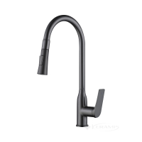 змішувач для кухні Qtap Vlasta New з висувним виливом, збройова сталь (QTVLA344GMB45647)