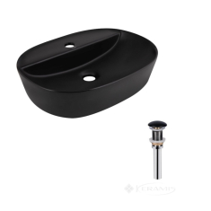 умывальник Qtap Scorpio 50x38x12 с донным клапаном PU03 matt black (QT142202MBMBN47312)