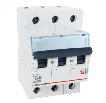 Автоматичний вимикач Legrand Tx3 40 A, 400В, 3 п., Тип B, 6 kA (404004)