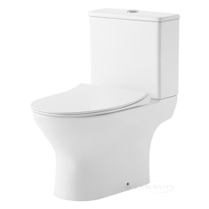 унитаз-компакт Ravak WC Concept Slim Combi RimOff напольный, без ободка, с сиденьем, белый (RKUM100010)