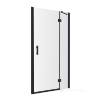 душові двері із стінкою Omnires Manhattan 120x195 см безпечне скло black (ADC12X-ABLTR)
