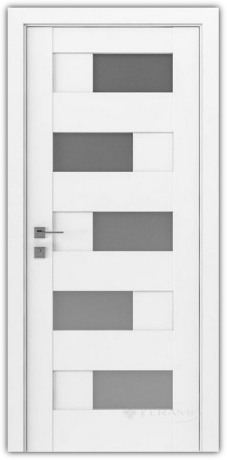 Дверне полотно Rodos Modern Verona 600 мм, з полустеклом, білий мат