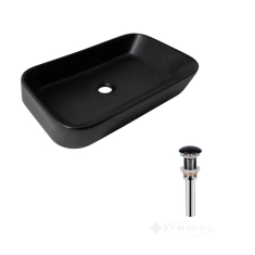 умывальник Qtap Scorpio 55х39х12 с донным клапаном PU03 matt black (QT14112243MBN47298)