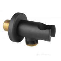 соединение с держателем для душевого шланга Ferro угловое, G1/2, черный (PKN14BL)