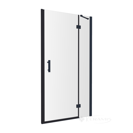 Душові двері із стінкою Omnires Manhattan 100x195 см безпечне скло black (ADC10X-ABLTR)