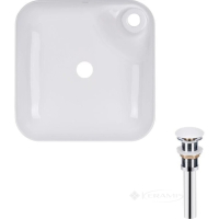 умывальник Qtap Stork 43x43x12,5 с донным клапаном PU02 white (QT15112194WN47318)