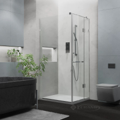 душова кабіна Weston 80x90 скло прозоре, фурнітура: нерж. полірована polish, ручка тримач WK3 (W048)