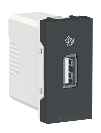 Розетка Schneider Electric Unica New USB 1 пост., 1 A, 100-240 В, без рамки антрацит (NU342854)