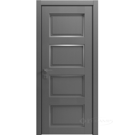 Дверное полотно Rodos Style 4 600 мм, полустекло, каштан серый