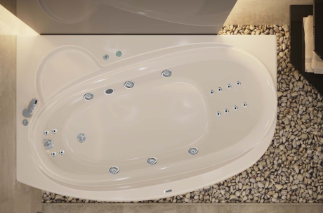 Гідромасажна ванна WGT Rialto Turano 170x90 ліва + корпус+рама+злив/перелив (RLTTRN170LHLUPBW)