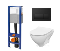 инсталляция Cersanit System 4 мех + унитаз Mille Clean On дюропласт sc, клавиша Presto II черная мат. (S701-839) C60