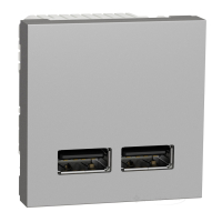 розетка Schneider Electric Unica New USB 1 пост., 1 A, 100-240 В, 2 модуля, без рамки, алюминий (NU341830)