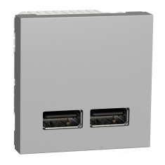 розетка Schneider Electric Unica New USB 1 пост., 1 A, 100-240 В, 2 модуля, без рамки, алюминий (NU341830)